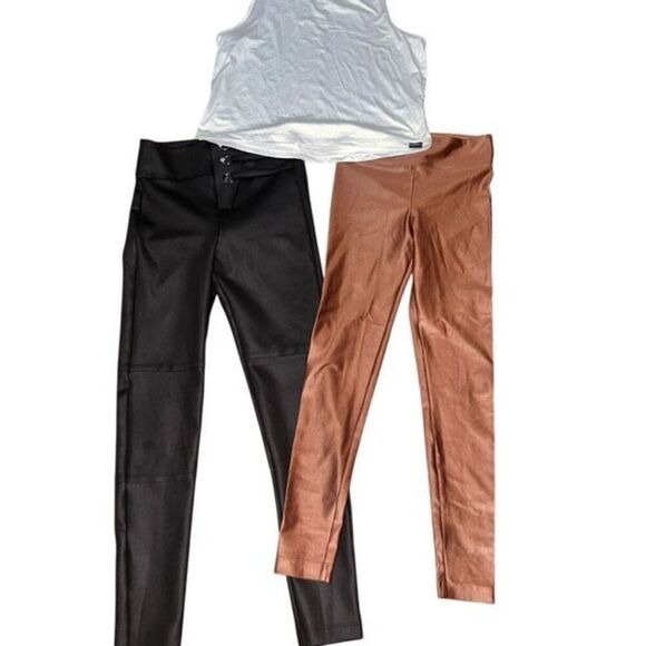 Koral 3pc Yoga Lustrous High Rise Scuba Leggings Logo Muscle Tank Set Small - Picture 2 of 9